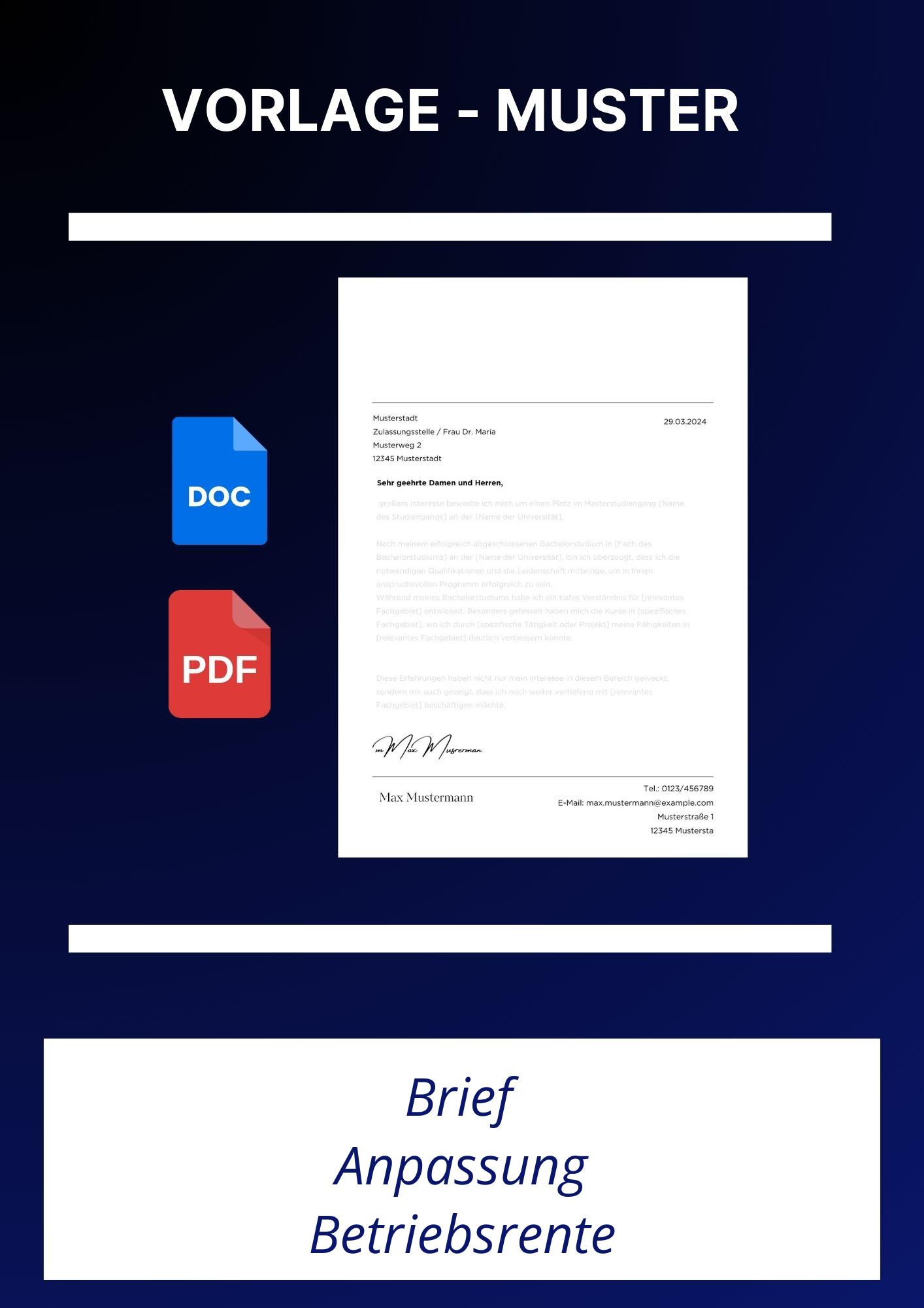 Brief Anpassung Betriebsrente