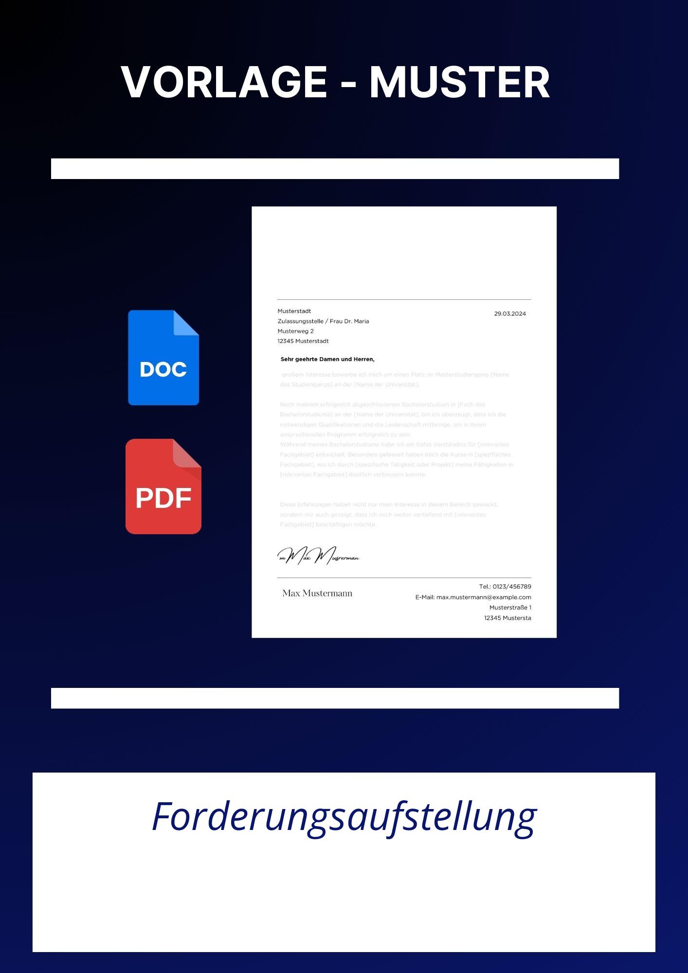 Forderungsaufstellung
